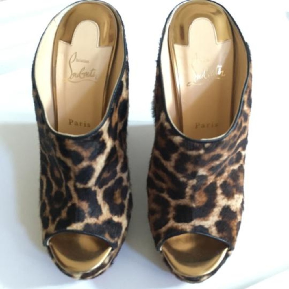 ❌SOLD🙁Christian Louboutin Animal Print Wedges - Picture 2 of 8
